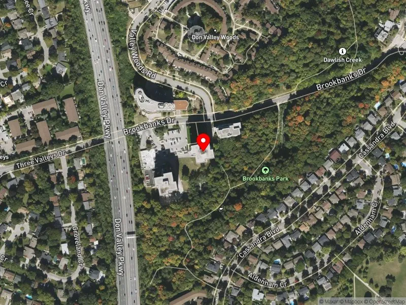 RentSafeTO apartment evaluation satellite view of 15 BROOKBANKS DR in Don Valley East, Toronto