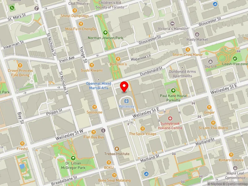 RentSafeTO apartment evaluation map view of 15 DUNDONALD ST in Toronto Centre, Toronto
