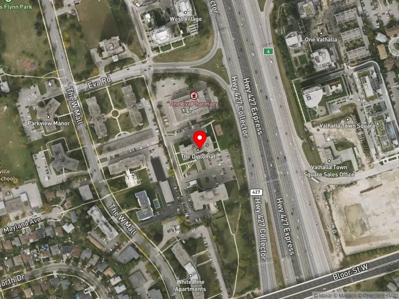 RentSafeTO apartment evaluation satellite view of 15 EVA RD in Etobicoke Centre, Toronto