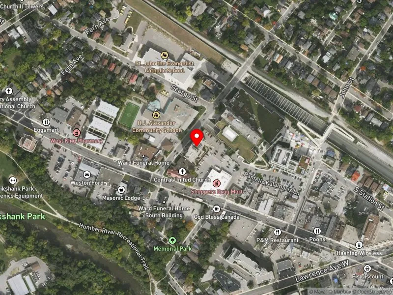 RentSafeTO apartment evaluation satellite view of 15 KING ST in York South-Weston, Toronto