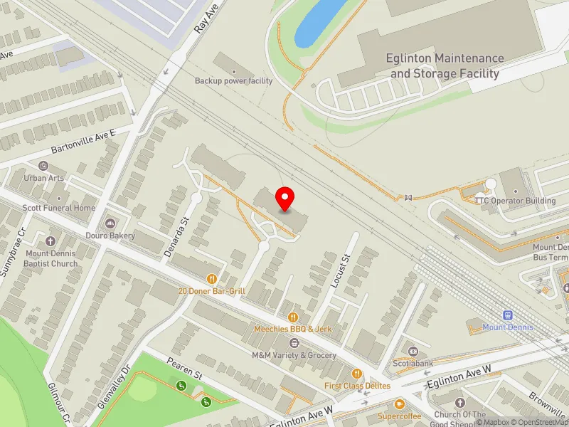 RentSafeTO apartment evaluation map view of 15 OXFORD DR in York South-Weston, Toronto