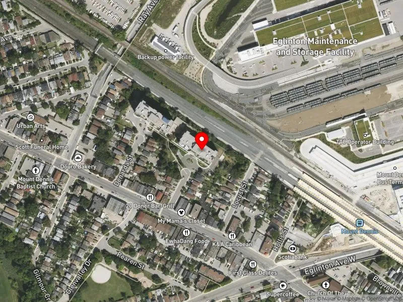 RentSafeTO apartment evaluation satellite view of 15 OXFORD DR in York South-Weston, Toronto