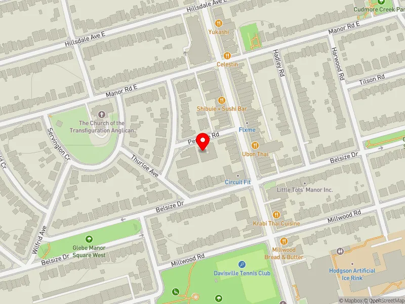RentSafeTO apartment evaluation map view of 15 PENROSE RD in Toronto-St. Paul's, Toronto