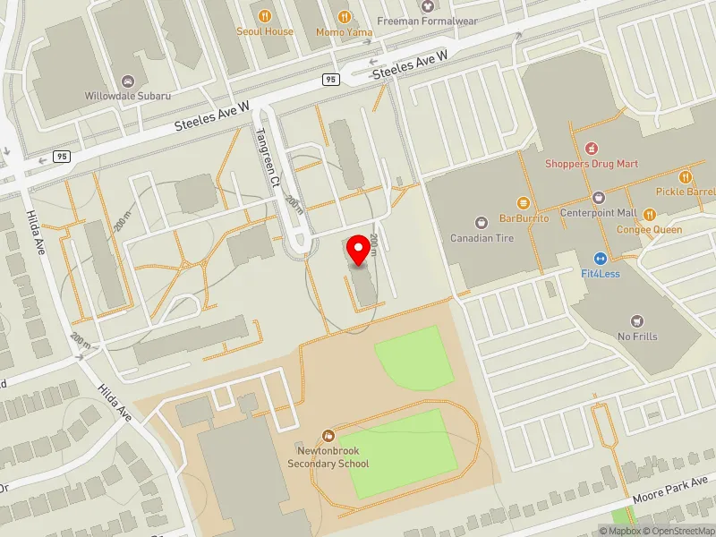 RentSafeTO apartment evaluation map view of 15 TANGREEN CRT in Willowdale, Toronto