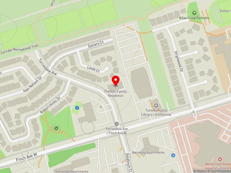 RentSafeTO apartment evaluation map view of 15 TORRESDALE AVE in York Centre, Toronto