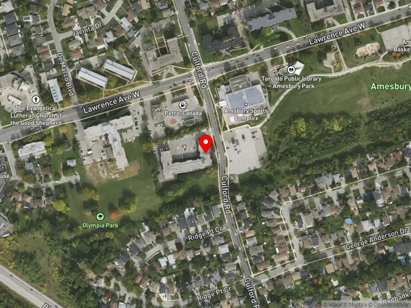 RentSafeTO apartment evaluation satellite view of 150 CULFORD RD in York South-Weston, Toronto