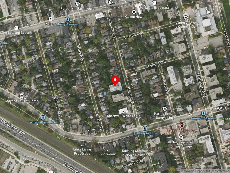 RentSafeTO apartment evaluation satellite view of 150 DOWLING AVE in Parkdale-High Park, Toronto