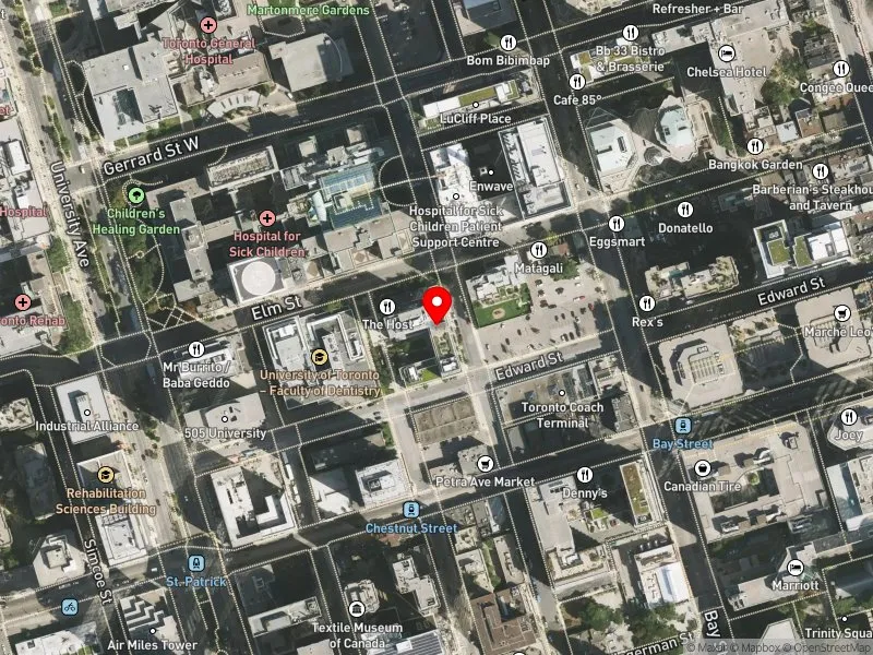 RentSafeTO apartment evaluation satellite view of 150 ELIZABETH ST in University-Rosedale, Toronto