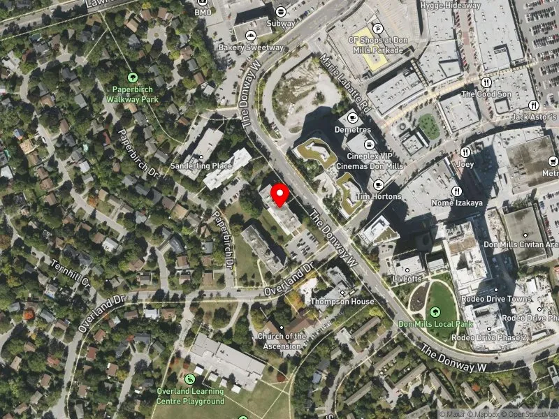 RentSafeTO apartment evaluation satellite view of 150 THE DONWAY W in Don Valley East, Toronto