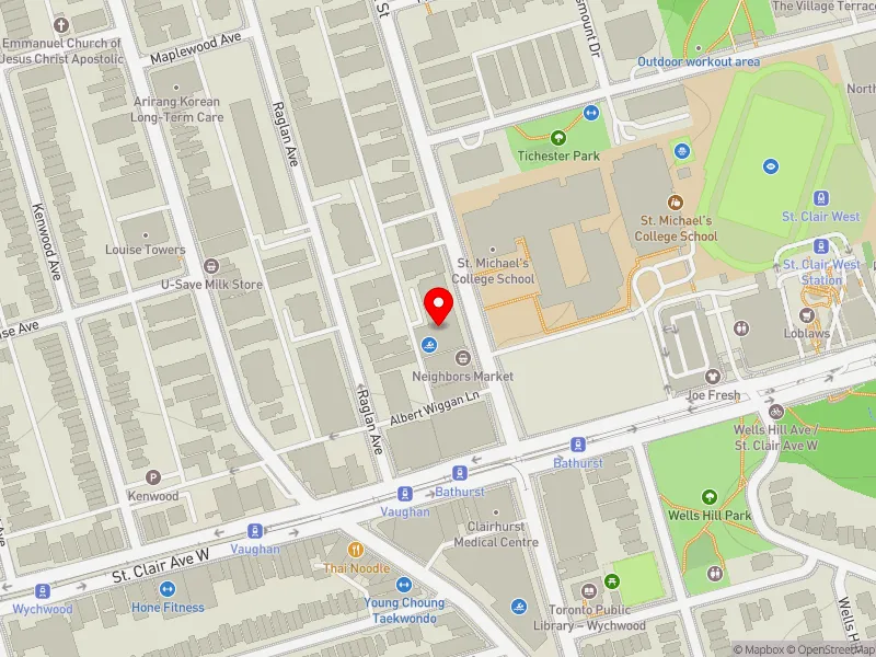 RentSafeTO apartment evaluation map view of 1500 BATHURST ST in Toronto-St. Paul's, Toronto