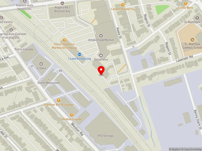 RentSafeTO apartment evaluation map view of 1500 KEELE ST in York South-Weston, Toronto