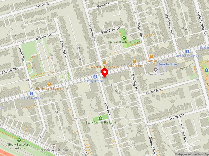 RentSafeTO apartment evaluation map view of 1501 QUEEN ST W in Parkdale-High Park, Toronto