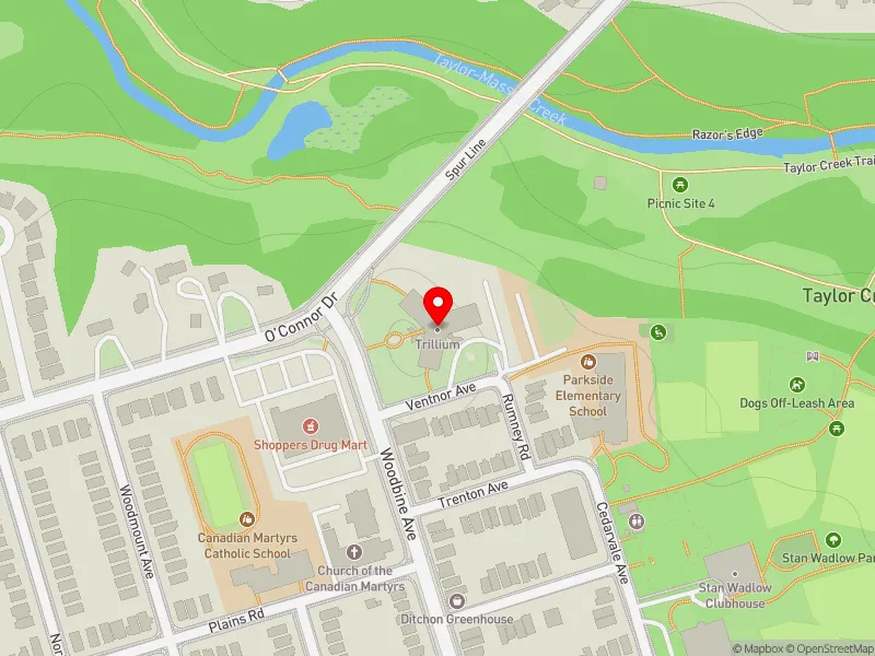 RentSafeTO apartment evaluation map view of 1501 WOODBINE AVE in Beaches-East York, Toronto