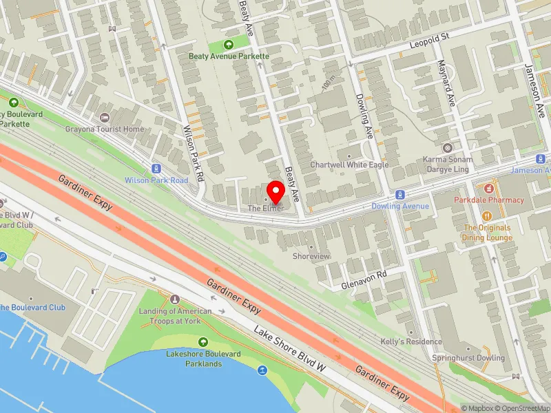 RentSafeTO apartment evaluation map view of 1502 KING ST W in Parkdale-High Park, Toronto