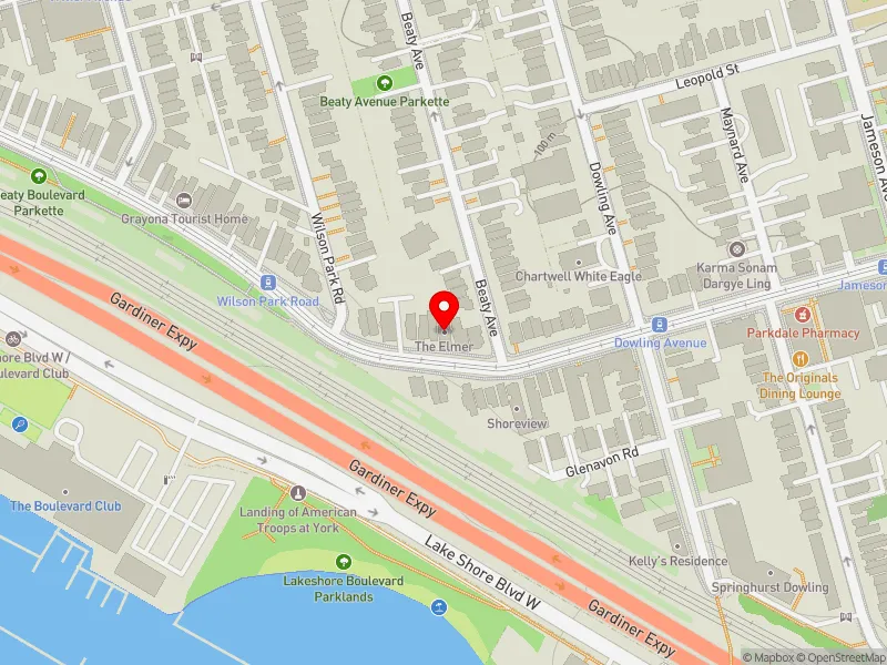 RentSafeTO apartment evaluation map view of 1504 KING ST W in Parkdale-High Park, Toronto