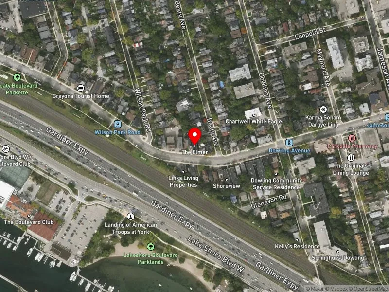 RentSafeTO apartment evaluation satellite view of 1504 KING ST W in Parkdale-High Park, Toronto