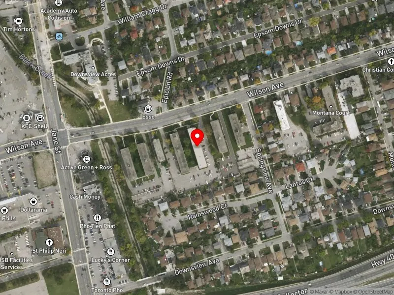 RentSafeTO apartment evaluation satellite view of 1505 WILSON AVE in York Centre, Toronto