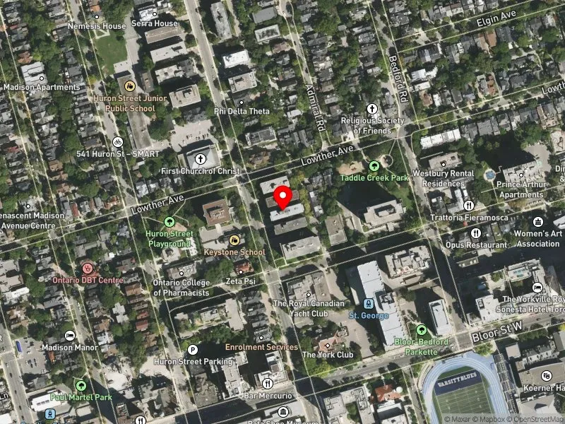 RentSafeTO apartment evaluation satellite view of 151 ST GEORGE ST in University-Rosedale, Toronto