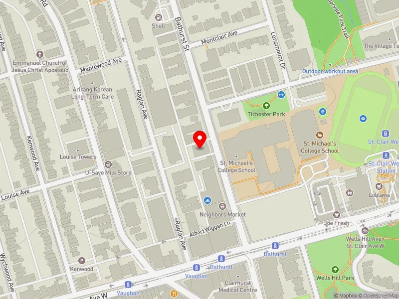 RentSafeTO apartment evaluation map view of 1516 BATHURST ST in Toronto-St. Paul's, Toronto