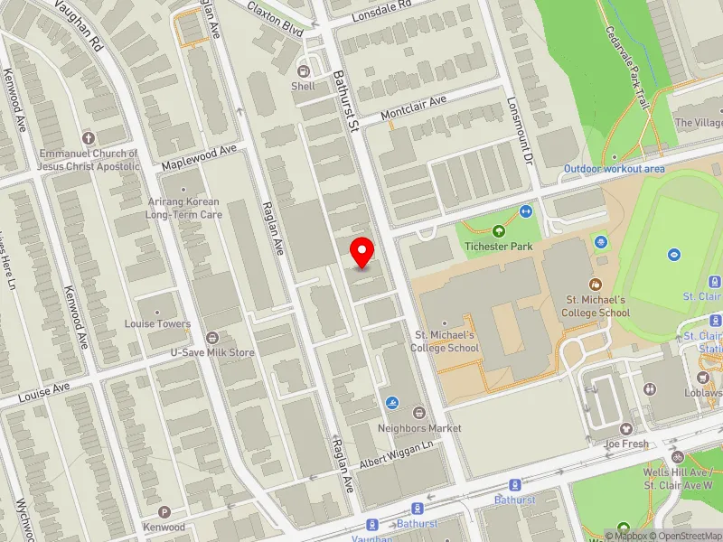 RentSafeTO apartment evaluation map view of 1524 BATHURST ST in Toronto-St. Paul's, Toronto