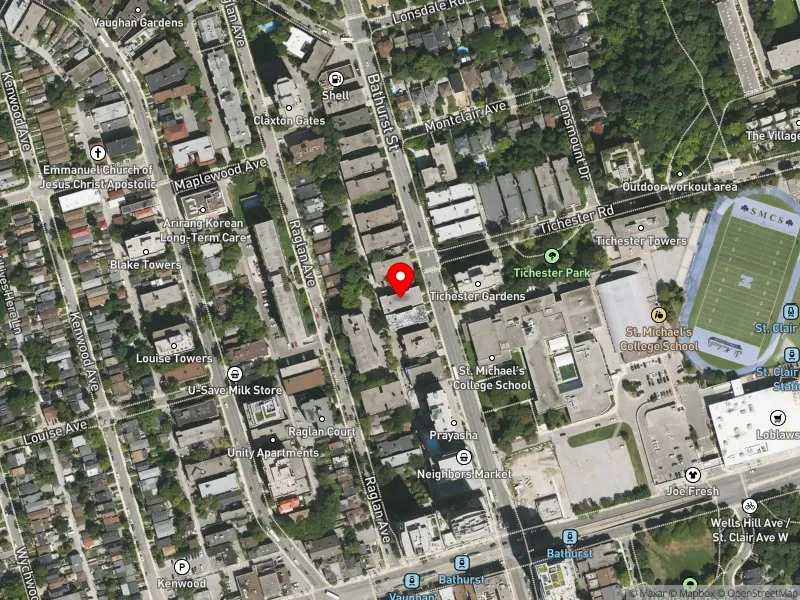 RentSafeTO apartment evaluation satellite view of 1524 BATHURST ST in Toronto-St. Paul's, Toronto