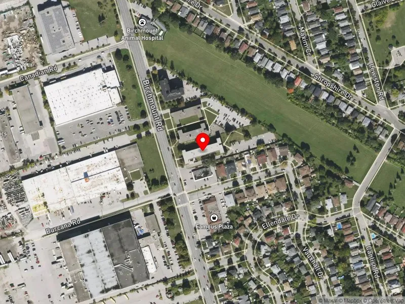 RentSafeTO apartment evaluation satellite view of 1525 BIRCHMOUNT RD in Scarborough Centre, Toronto