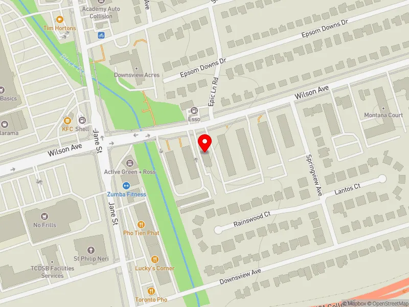 RentSafeTO apartment evaluation map view of 1525 WILSON AVE in York Centre, Toronto