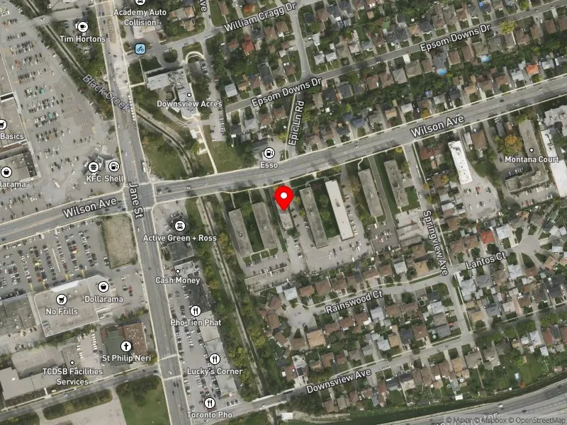 RentSafeTO apartment evaluation satellite view of 1525 WILSON AVE in York Centre, Toronto