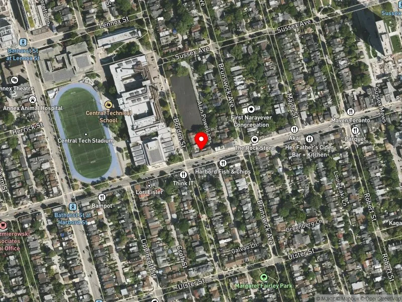 RentSafeTO apartment evaluation satellite view of 153 BORDEN ST in University-Rosedale, Toronto