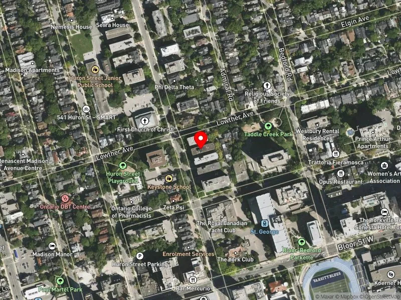 RentSafeTO apartment evaluation satellite view of 153 ST GEORGE ST in University-Rosedale, Toronto