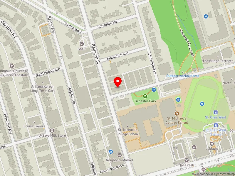 RentSafeTO apartment evaluation map view of 1531 BATHURST ST in Toronto-St. Paul's, Toronto