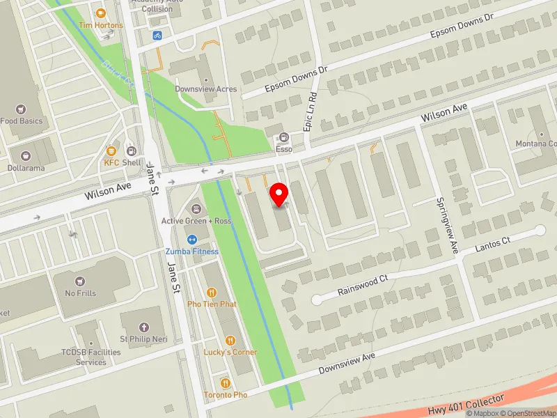 RentSafeTO apartment evaluation map view of 1533 WILSON AVE in York Centre, Toronto