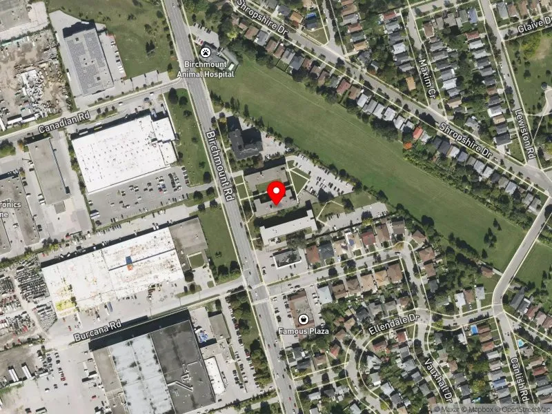RentSafeTO apartment evaluation satellite view of 1535 BIRCHMOUNT RD in Scarborough Centre, Toronto
