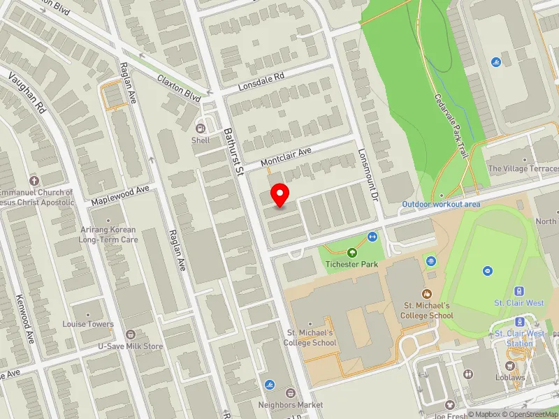 RentSafeTO apartment evaluation map view of 1539 BATHURST ST in Toronto-St. Paul's, Toronto