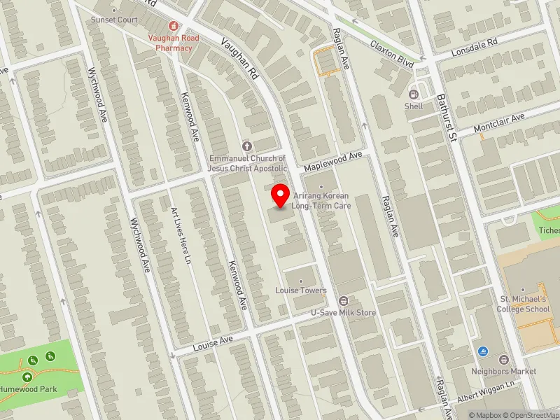 RentSafeTO apartment evaluation map view of 154 VAUGHAN RD in Toronto-St. Paul's, Toronto