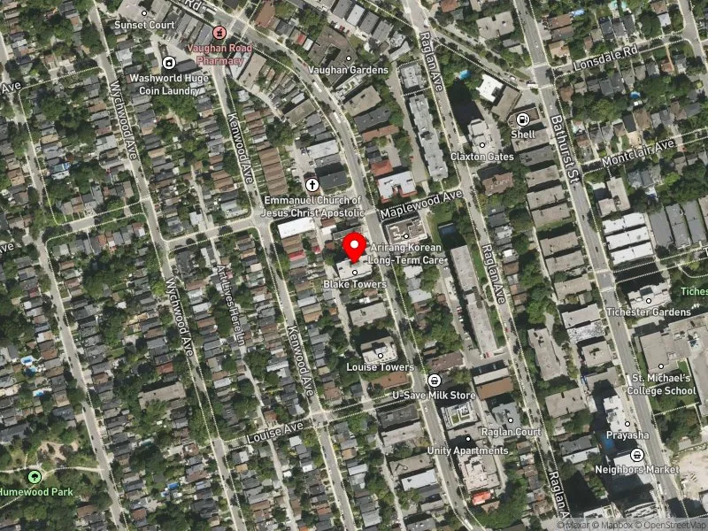 RentSafeTO apartment evaluation satellite view of 154 VAUGHAN RD in Toronto-St. Paul's, Toronto