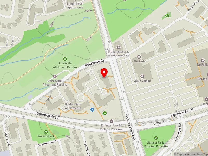 RentSafeTO apartment evaluation map view of 1540 VICTORIA PARK AVE in Don Valley East, Toronto