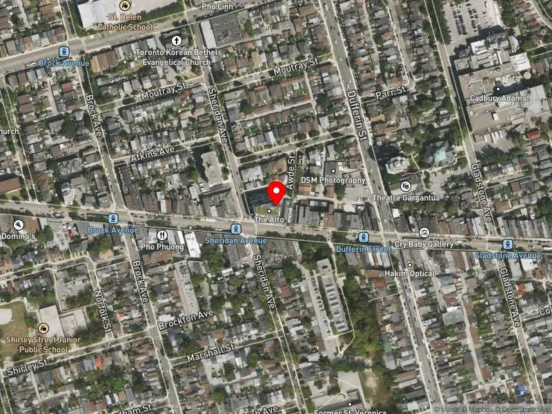 RentSafeTO apartment evaluation satellite view of 1544 DUNDAS ST W in Davenport, Toronto