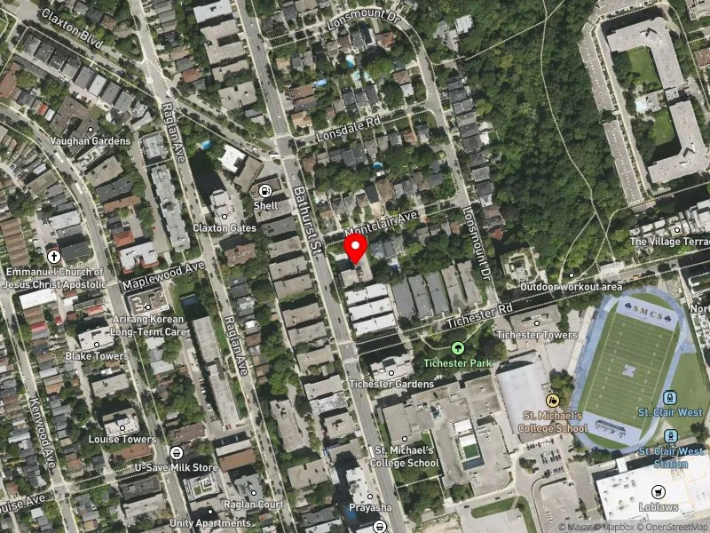 RentSafeTO apartment evaluation satellite view of 1545 BATHURST ST in Toronto-St. Paul's, Toronto