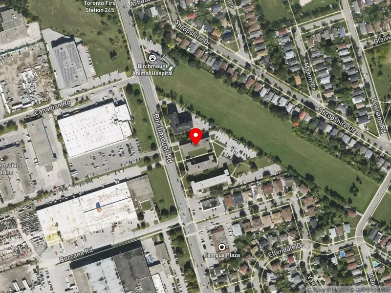 RentSafeTO apartment evaluation satellite view of 1545 BIRCHMOUNT RD in Scarborough Centre, Toronto