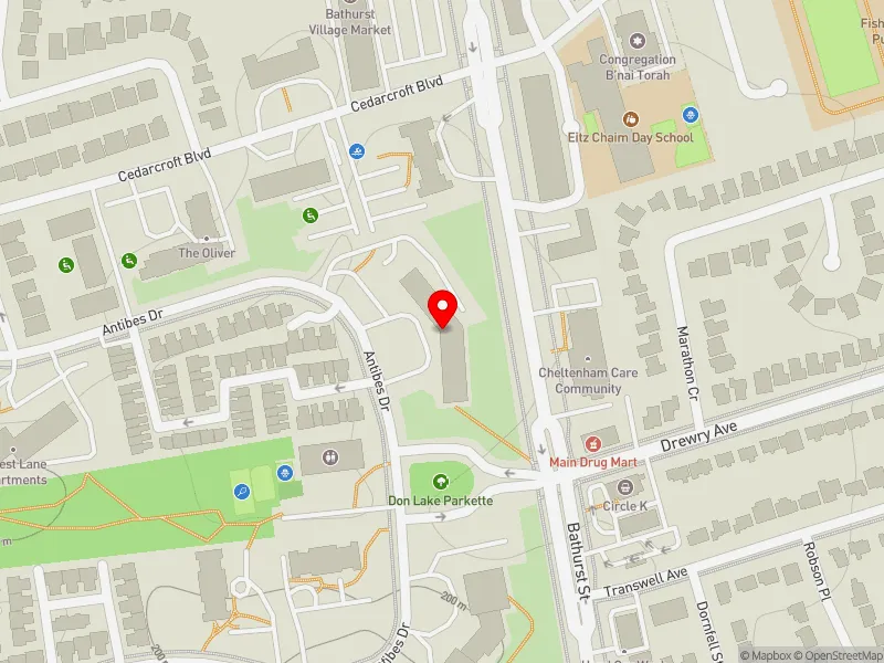 RentSafeTO apartment evaluation map view of 155 ANTIBES DR in York Centre, Toronto