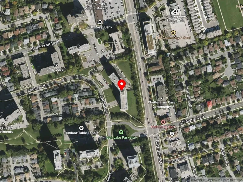 RentSafeTO apartment evaluation satellite view of 155 ANTIBES DR in York Centre, Toronto