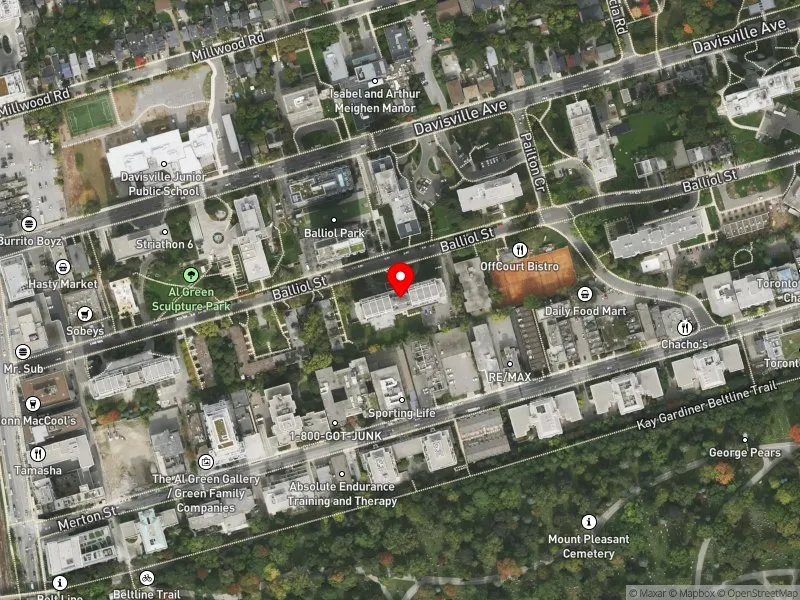 RentSafeTO apartment evaluation satellite view of 155 BALLIOL ST in Toronto-St. Paul's, Toronto