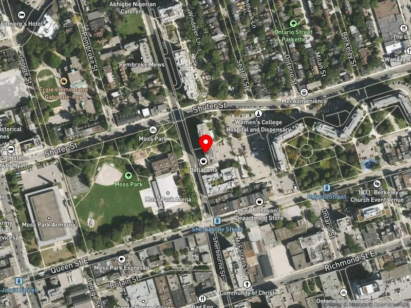 RentSafeTO apartment evaluation satellite view of 155 SHERBOURNE ST in Toronto Centre, Toronto