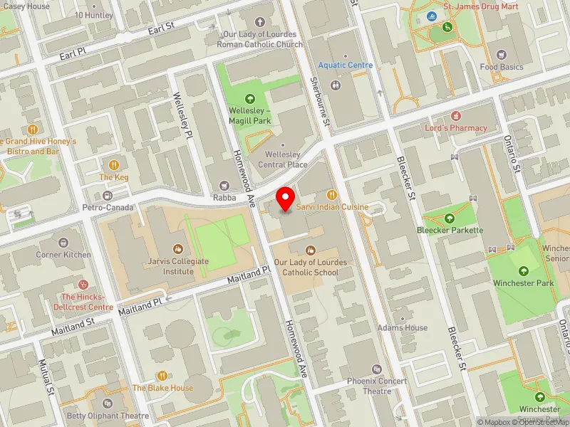 RentSafeTO apartment evaluation map view of 155 WELLESLEY ST E in Toronto Centre, Toronto