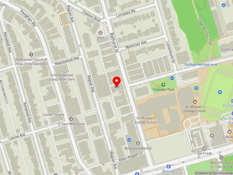 RentSafeTO apartment evaluation map view of 1550 BATHURST ST in Toronto-St. Paul's, Toronto