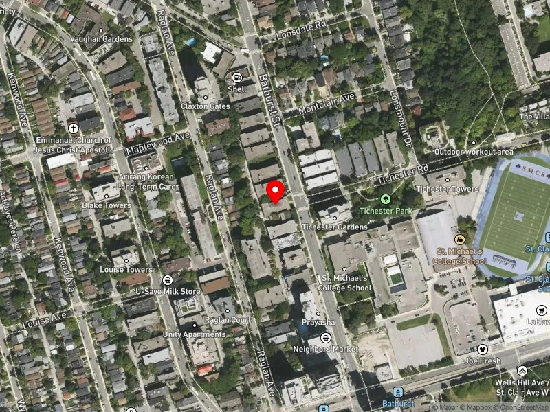 RentSafeTO apartment evaluation satellite view of 1550 BATHURST ST in Toronto-St. Paul's, Toronto