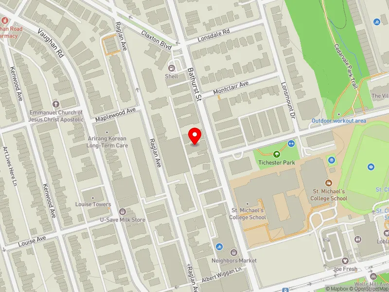 RentSafeTO apartment evaluation map view of 1554 BATHURST ST in Toronto-St. Paul's, Toronto
