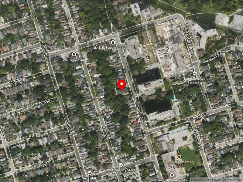 RentSafeTO apartment evaluation satellite view of 156 BARRINGTON AVE in Beaches-East York, Toronto