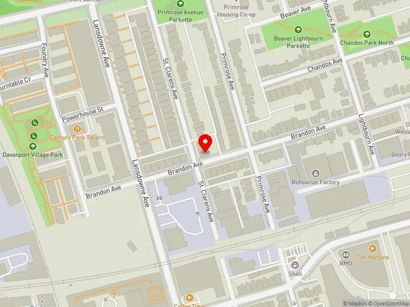 RentSafeTO apartment evaluation map view of 156 BRANDON AVE in Davenport, Toronto